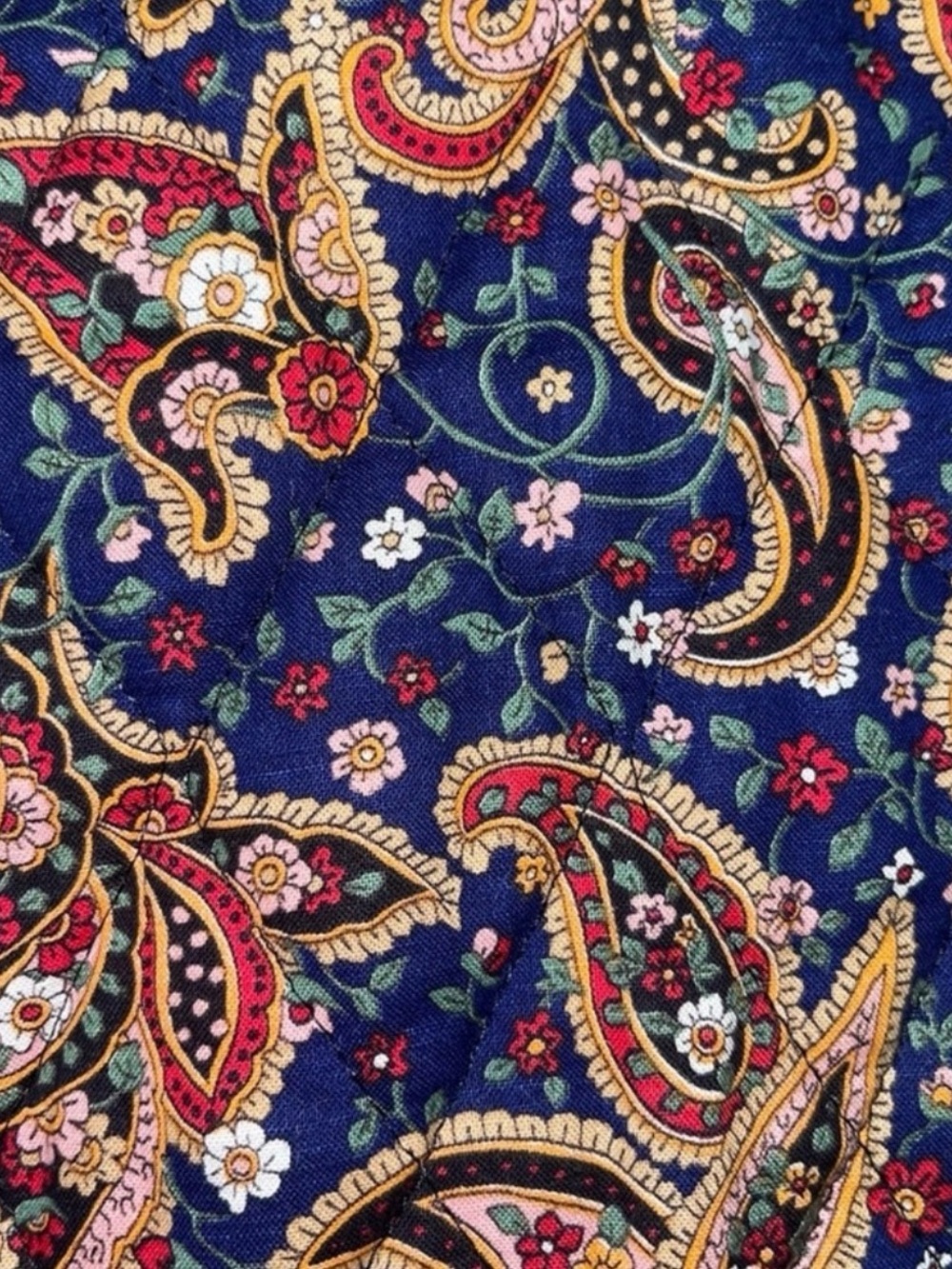 Vintage Quilted Jacket Paisley Designer Style Cottage Boho Red Navy Size 14 - Picture 6 of 8